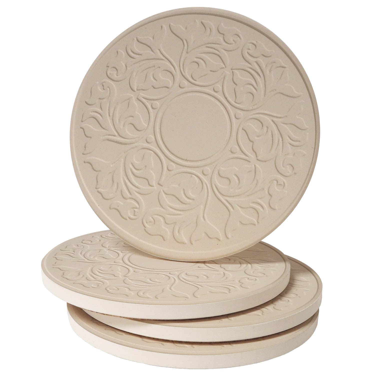 Thirstystone Victorian Lace 4 Pack Embossed Stone Coaster Set Manufactured in The USA Absorbent Classic
