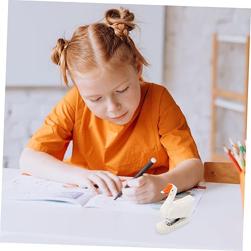 Miniatura 4 de ABOOFAN Engrapadora de animales con dibujos animados para niños, grapadora de estatua tallada en madera, para escritorio, reutilizable, decoración