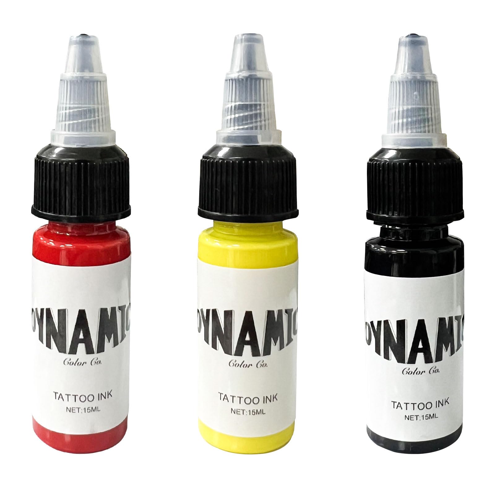 Rnigra Tattoo Ink Red, Black, Lemon Yellow 3PCS, Tattoo Practice Pigment, Dynamic Tattoo Ink, Tattoo Supplies for Colouring and Mixing, Vibrant, Sterilized, Vegan, Safe and Long Lasting(15ml/Bottle) — image 1