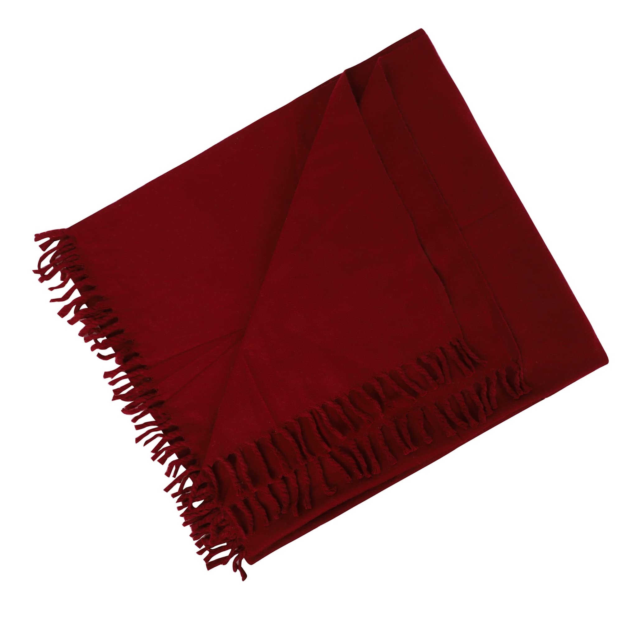 Wonderlist HandicraftsWonderlist Tibetan Meditation Shawl Wool Handloom Meditation Oversize Shawl Throw Pure Wool Wrap Clothing Gift for Men Women, Burgundy Red, Large