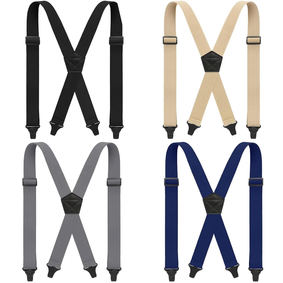 Tirantes Suspender De Hombre para Trabajo X-Back 4 Clips De Plástico Tirantes Elásticos Ajustables para Pantalones