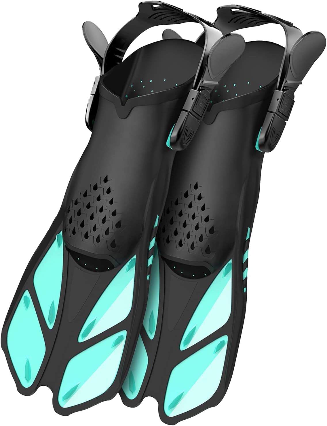 AmazqiSwim Fins, Snorkel Fins Travel Size Short Adjustable for Swimming Flippers Open Heel Snorkeling Diving Fins Fit for Men, Women and Kids