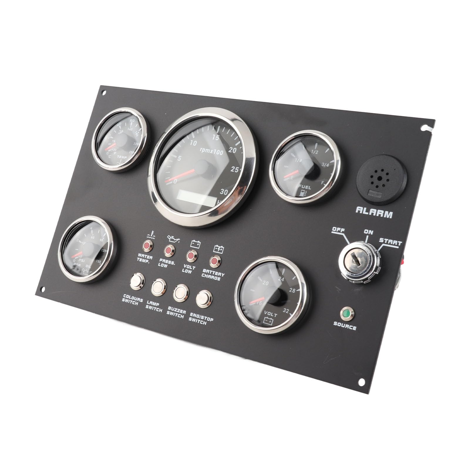 Digital Gauge, medidor de clúster RPM Nivel de Presión de aceite Temperatura de agua Voltaje 7 Flight de color para yates para botes de vehículos recreativos