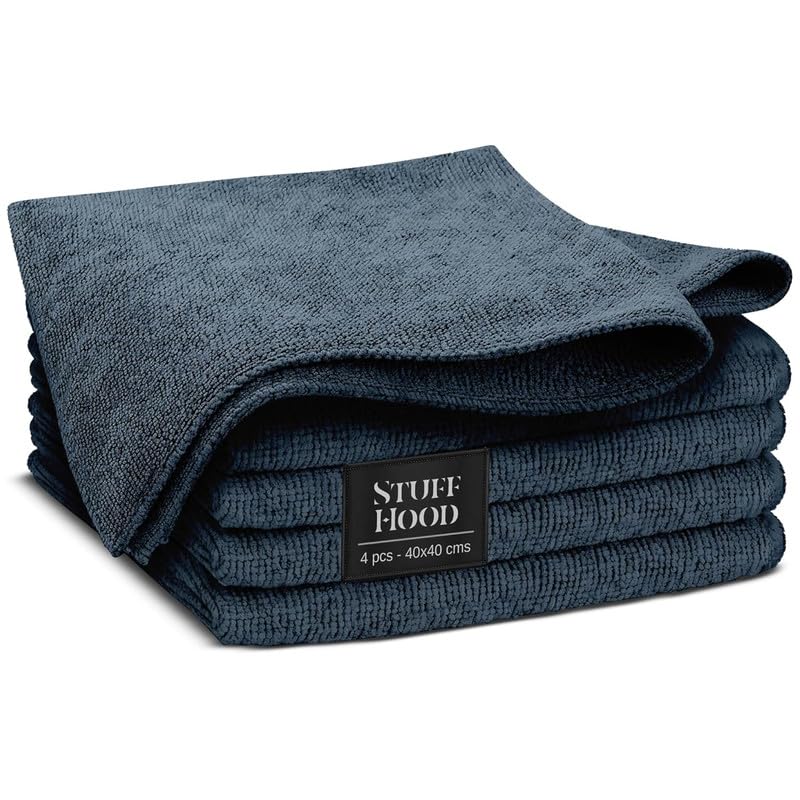 Microfiber Export Rejected Cloths, Going Cheap! 4 pcs 40x30 cms 500 GSM Grey+Yellow Thick LintStreak Free Multipurpose Cloths for Car Bike Cleaning Polishing Washing & Detailing.-A1-image-26