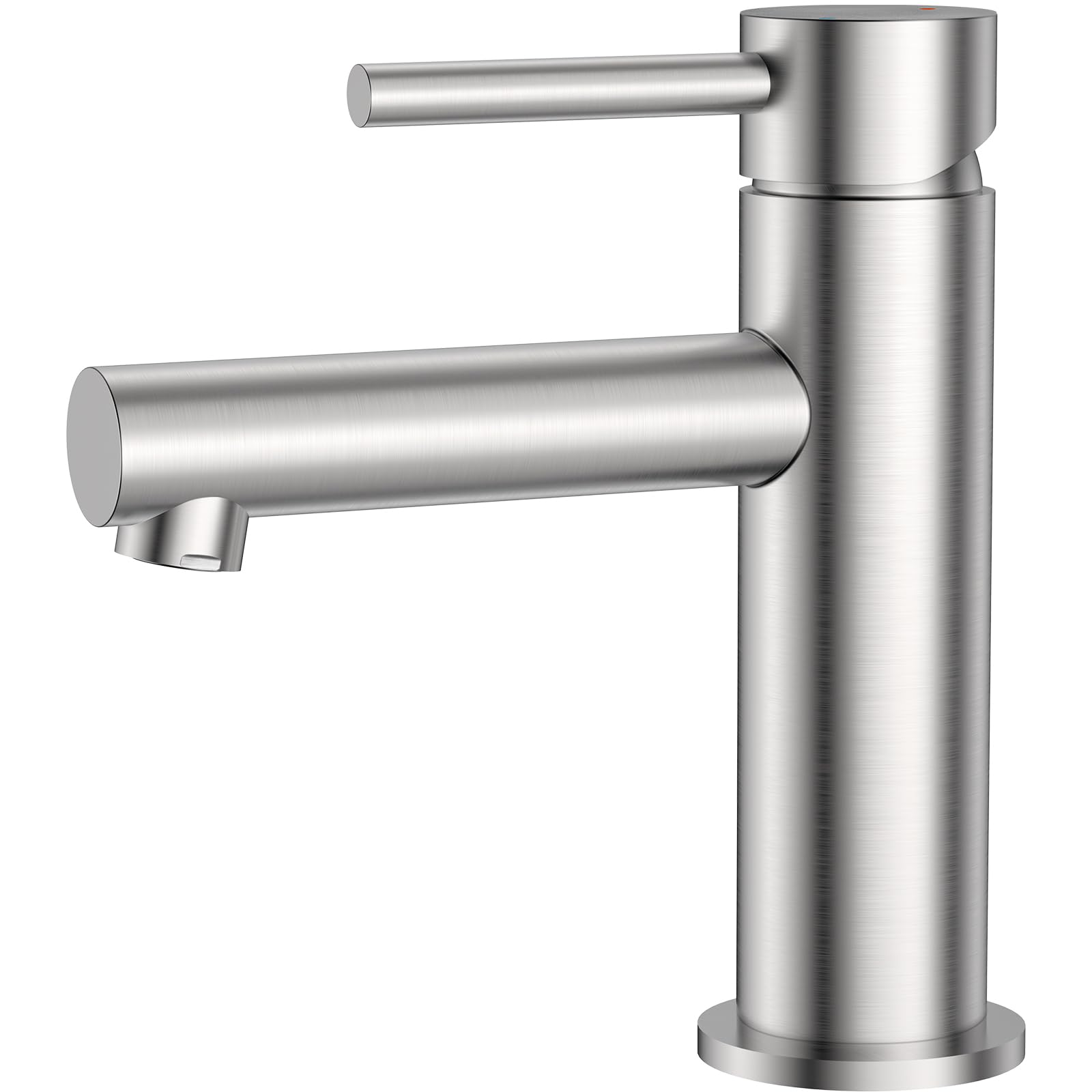 CECIPA Basin Mixer Tap, Bathroom Sink Tap with Single Lever Hot and Cold Controls, Drip-Resistant, Water-Saving, Brushed Stainless Steel Modern Basin Tap with G1/2'' UK Standard Hoses
