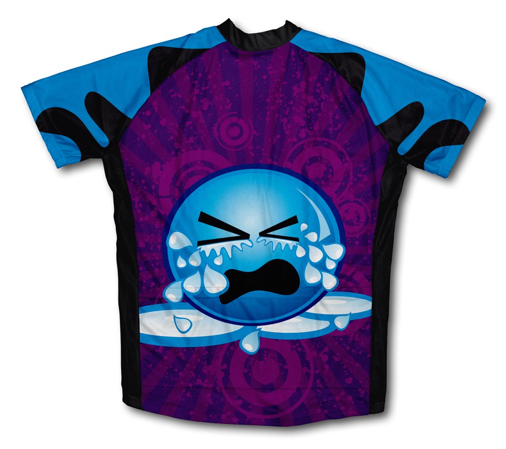 ScudoPro Crying Eyes Short Sleeve Cycling Jersey for Youth - Size XS Blue