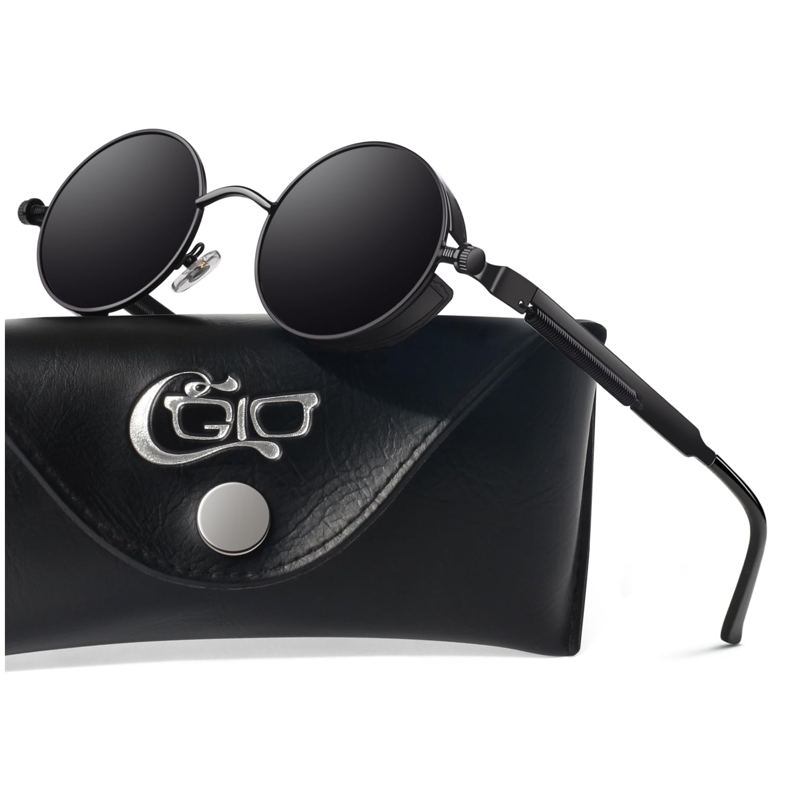 CGID Retro Runde Sonnenbrille Herren Damen Polarisiert Vintage Steampunk Rund Metallrahmen Brille mit UV400-Schutz