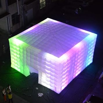 Portable Large White Inflatable Party Tent Night Club Room House Marquee Air Cube Tent with Wall Washer Light for Wedding Party Events 26.2x26.2x16.4ft