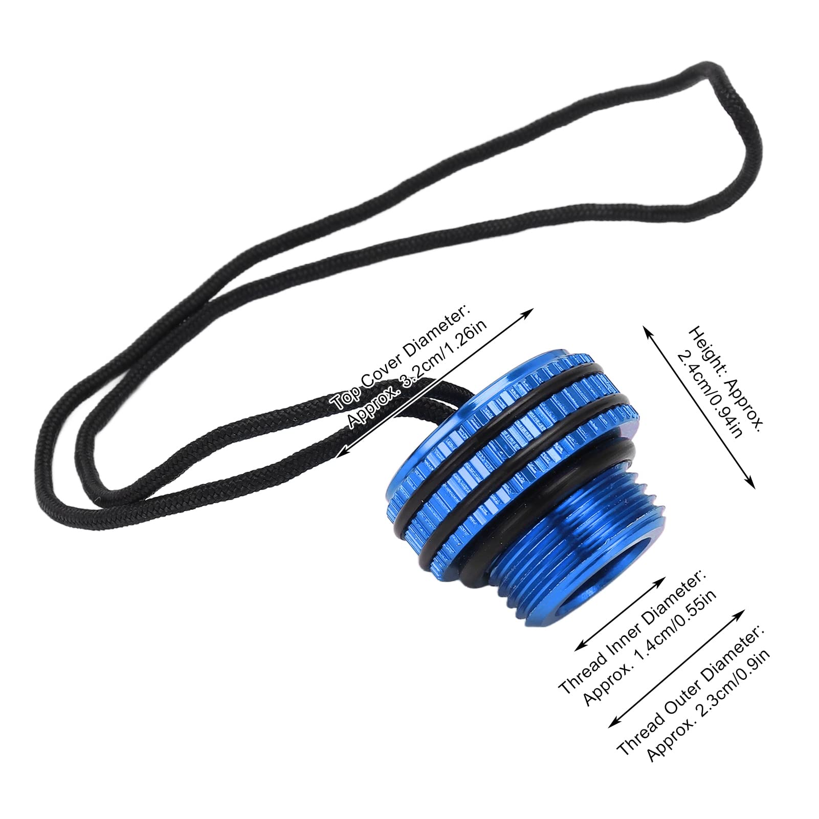 equlup Diving Tank Valve Dust Plug, Aluminum Scuba Diving Tank Valve Dust Cap Protector Cover Dive DIN Tank Cover with Cord for Protect Dive Tank (Blue)