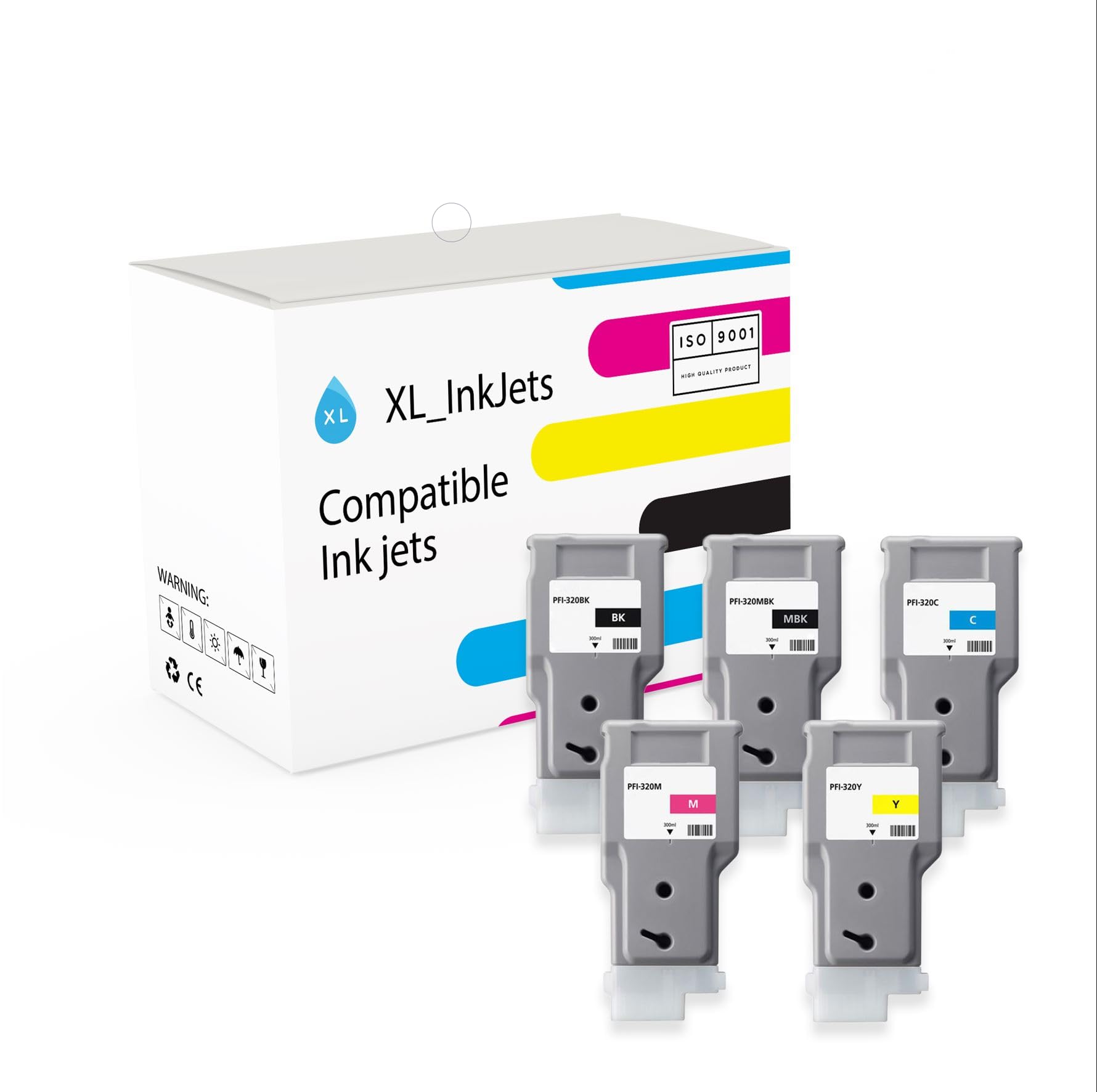 XL-Ink Ink Cartridges Compatible with Canon PFI-320 High Capacity 5 Colour Ink Cartridge Multipack (MBK, BK, C, M, Y)
