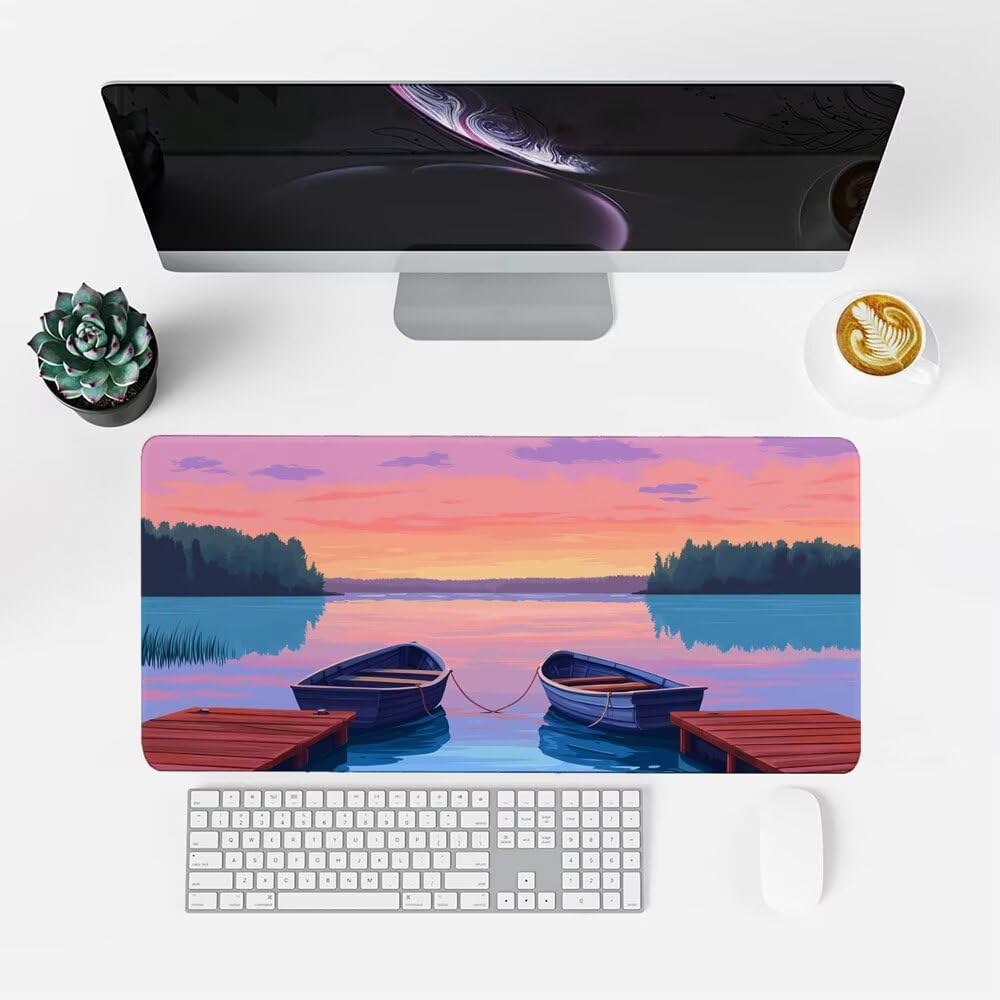 Tappetino Scrivania viola, Tappetino Gaming 1000x500x3mm Mouse Pad barca, Antiscivolo Tappeto Mouse, Accessori Gaming, Ufficio Accessori, Migliora la Precisione e la Velocità, per Ufficio e Casa f-477