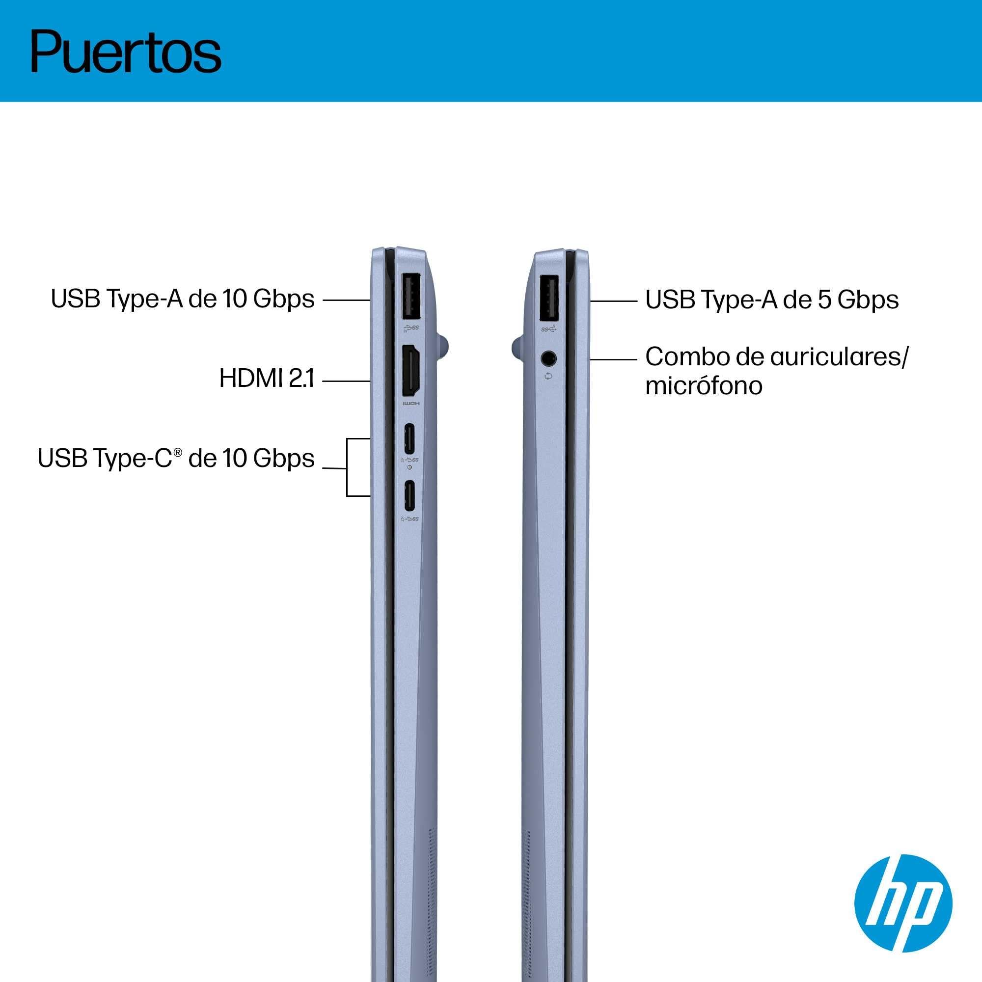 HP OmniBook 5 16″ OLED, Ordenador portátil (Procesador AMD Ryzen AI 5 330, 32GB RAM, 1TB SSD, Gráficos AMD Radeon 820M, Windows 11 Home) Azul - Teclado QWERTY Español