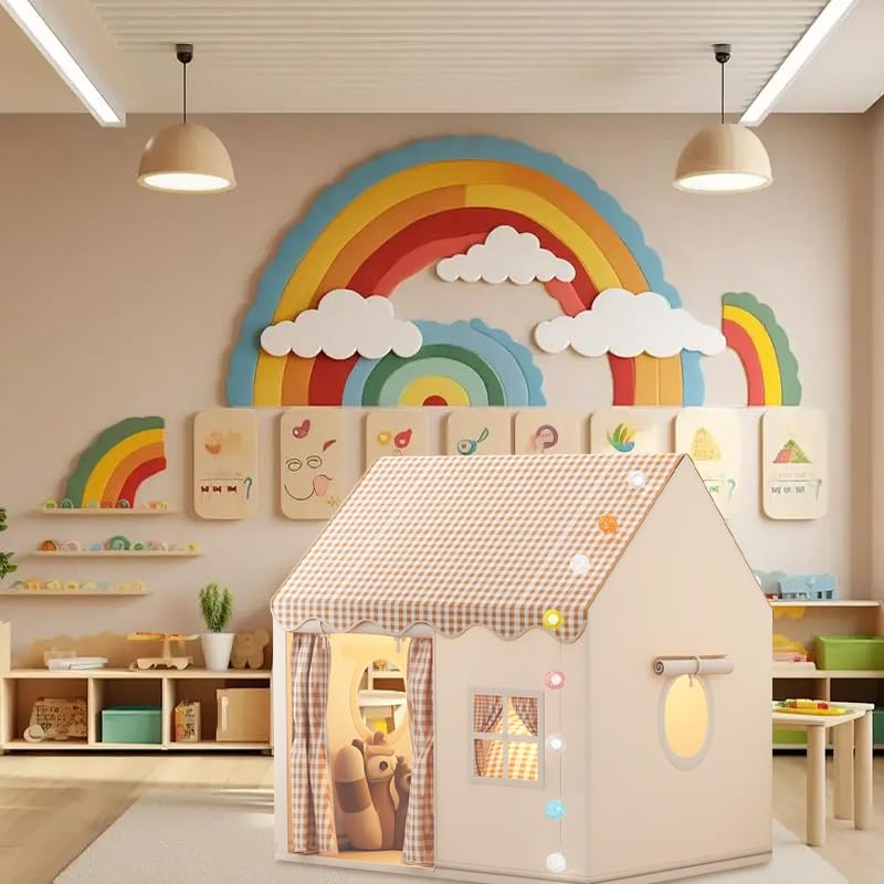 OHMG Maisonnette de Jeu d'intérieur pour Enfant, Tente de Jeu, Tente de Princesse avec fenêtres, Espace Douillet, décoration de Chambre d'enfant et Fête,garçons et Filles