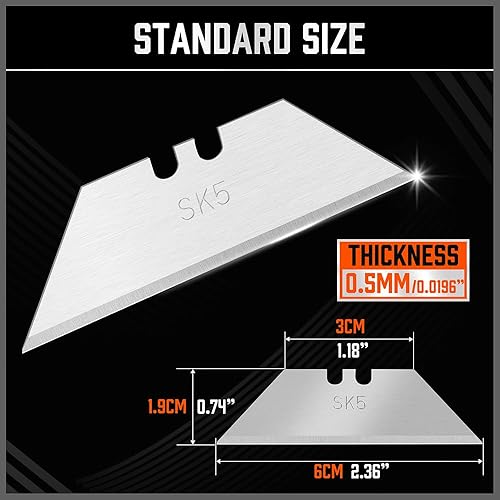 Miniatura 4 de HORUSDY Paquete de 100 cuchillas de cuchillo utilitario, cuchillas de repuesto con dispensador, acero al carbono SK5
