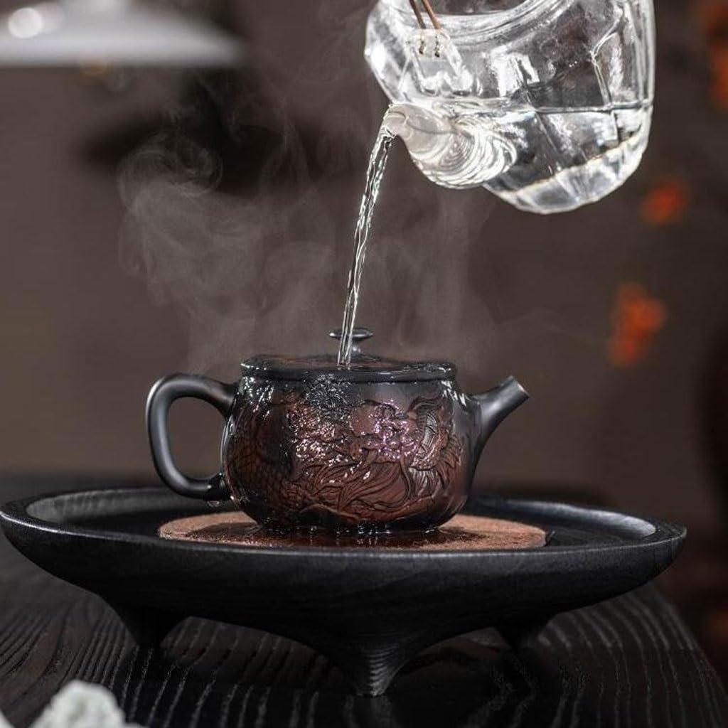 Czajniczek do herbaty popołudniowa herbata 250 ml ręcznie rzeźbiony domowy czajniczek Kung Fu zestaw do herbaty taca na herbatę dekoracja mały czajniczek