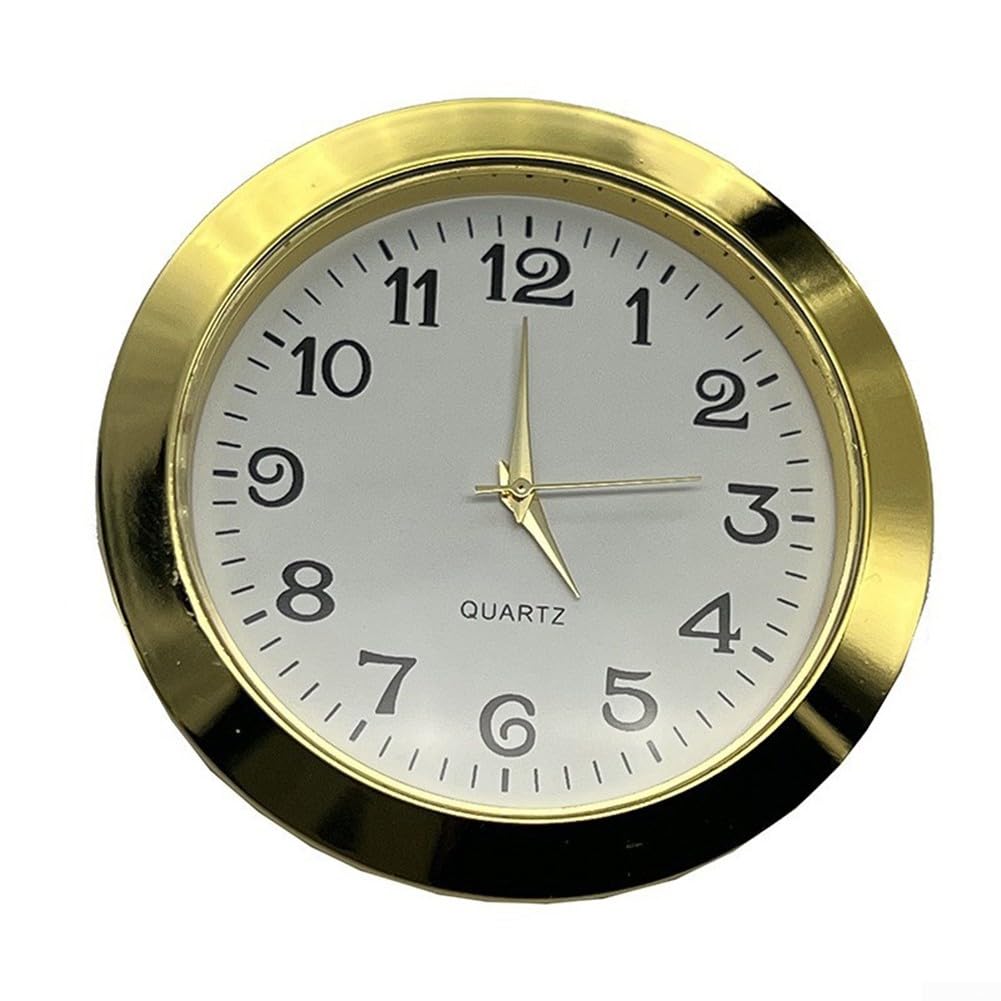 Lecreatekit Gold Arabic Clock Insert Quartz Movement,55Mm Round Quartz Clock Insert Gold Or Silver Bezel And Roman Or Arabic Numerals For Diy Crafts (Gold Arabic)