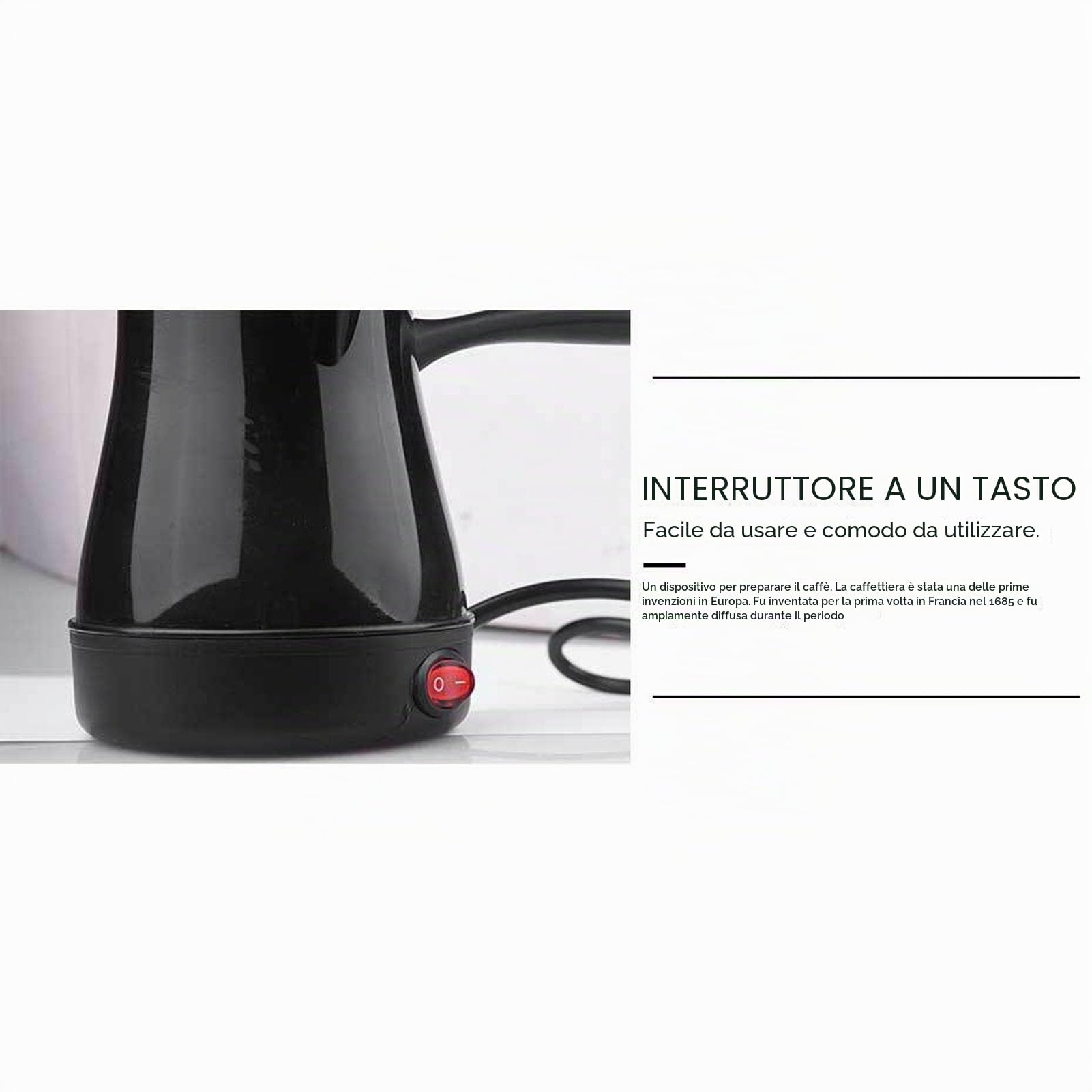 SIXRUN Caffettiera Elettrica Turca in Acciaio Inossidabile, 300ML, Bollitore Elettrico per Caffè Turco, Riscaldamento Rapido, 600W, Multifunzionale per Tè e Vino