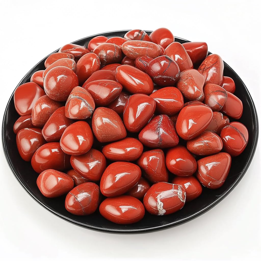SigMntun Polished Red Jasper Crystal Stone Set - 72 Pcs, 0.5" 10 oz Handpicked Tumbled Gemstones Rocks, Pebbles for Reiki, Chakra, Healing