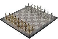 Vista 11 de Juego de ajedrez de metal para adultos, figuras griegas Zeus, piezas hechas a mano y tablero de ajedrez de madera de diferentes diseños (Bej)