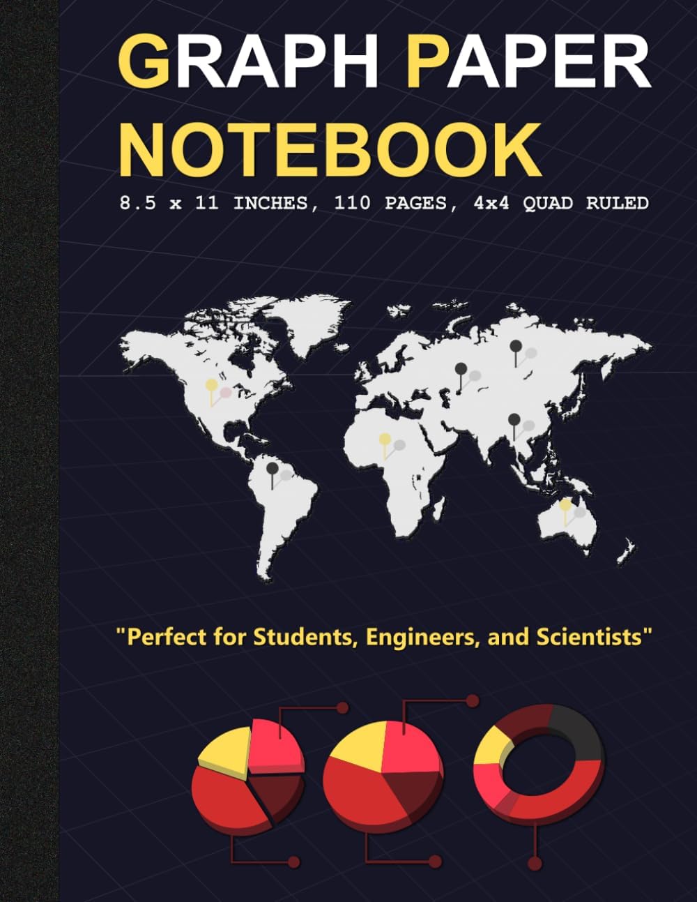 Graph Paper Notebook: 8.5 x 11 inches, 110 Pages, Quad Ruled 4x4 - Ideal for Math, Science, and Engineering | Perfect for Students and Professionals