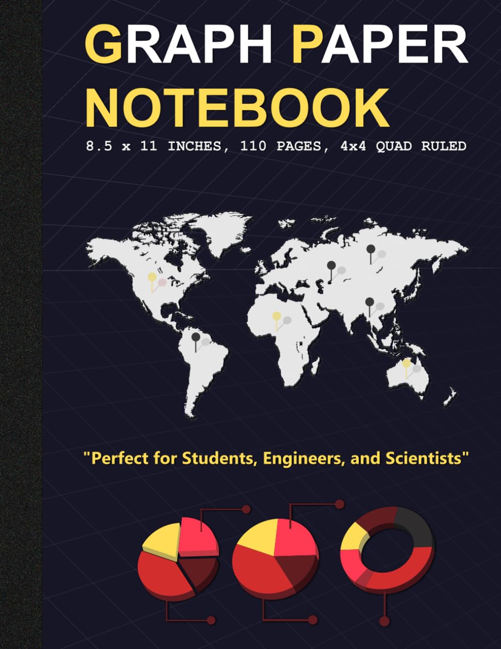 Graph Paper Notebook: 8.5 x 11 inches, 110 Pages, Quad Ruled 4x4 - Ideal for Math, Science, and Engineering | Perfect for Students and Professionals