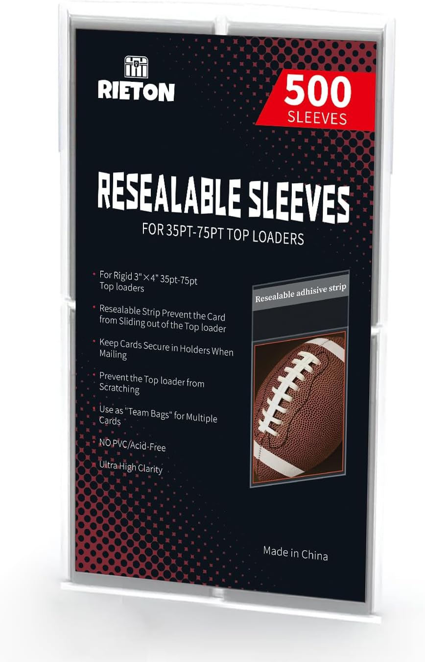 Top Loader Sleeves - Resealable Team Bags for 35-75PT Top Loader Cards (500pcs)