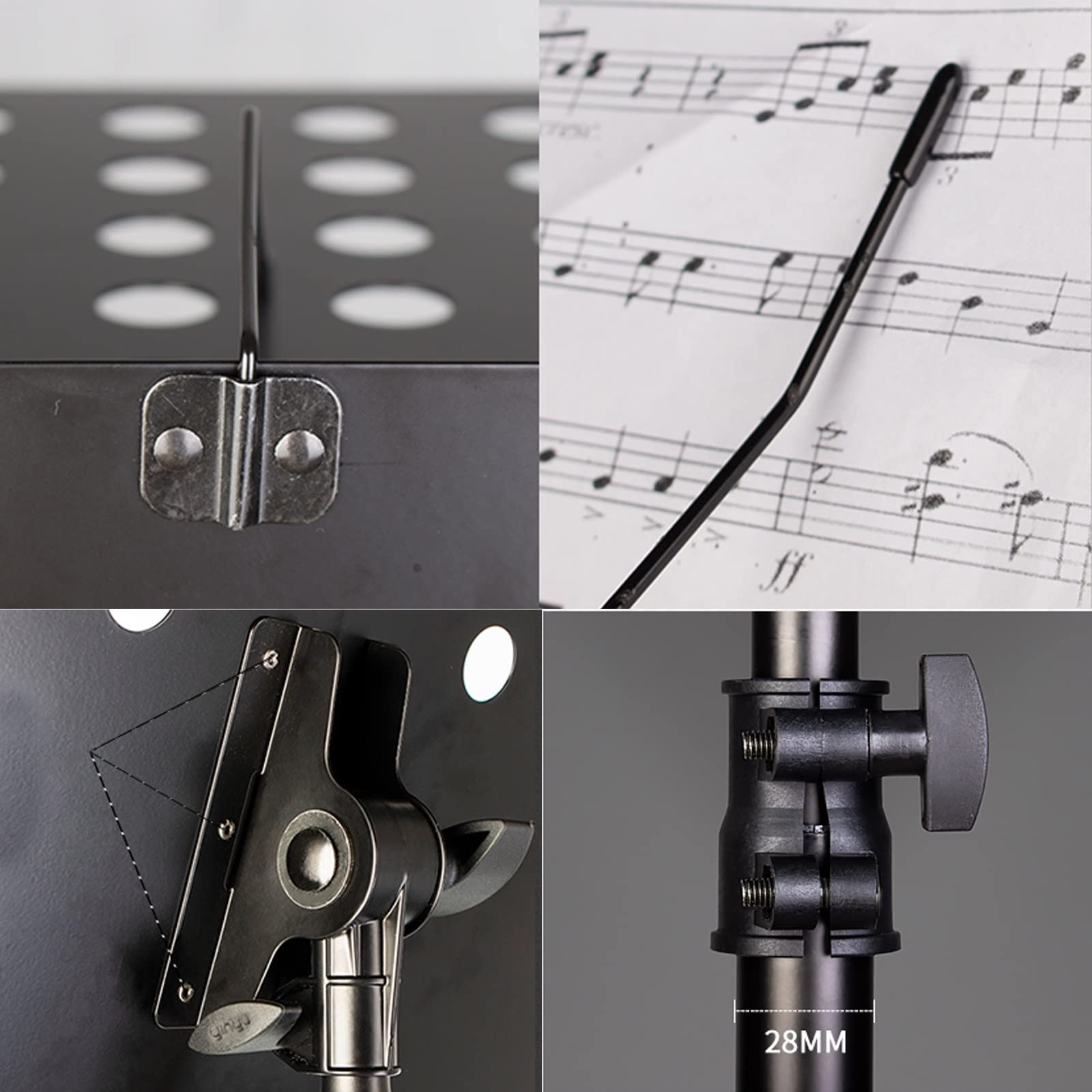HJXGQJM Atril for Partitura Plegable Portátil Musica Metalico Soporte De Ajustables, con Clip for Teléfono, Soporte for Micrófono, con Bolsa De Transporte, Aplicado A La Transmisión En Vivo