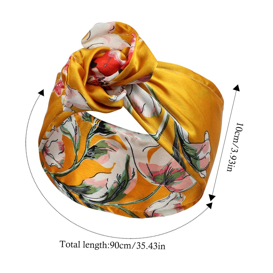 Catery 3 Fasce Elastiche Per Capelli In Stile Bohémien – Larghe E Morbide, Turbanti Annodati Per Yoga, Moda Donna E Ragazza (Girasole) - 2