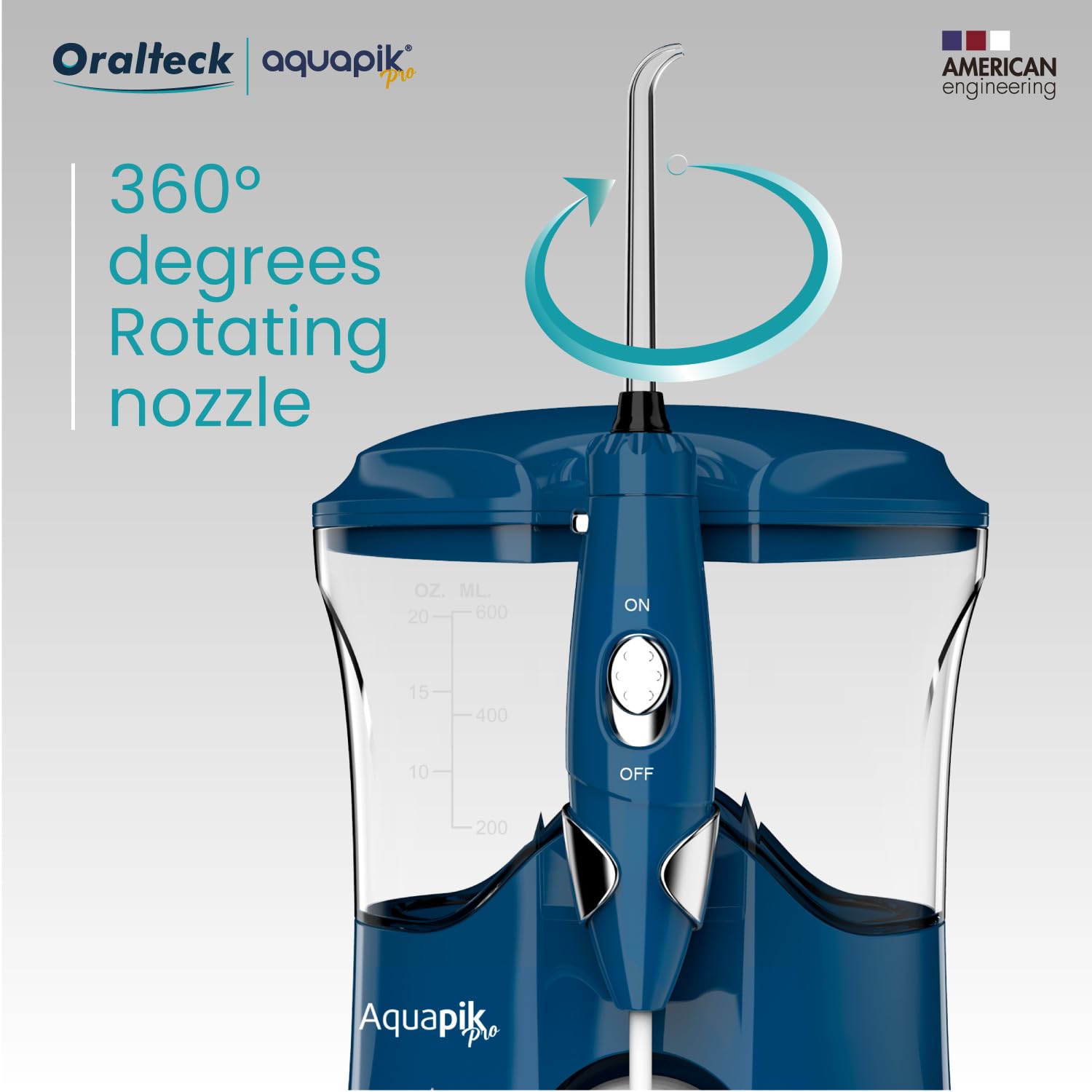 Aquapik® PRO profesjonalna irygator dentystyczny, usuwa płytkę nazębną + zalecany przez dentystów + pielęgnacja implantów i ortodoncji, irygator do jamy ustnej z 8 ustami + 10 poziomami ciśnienia +