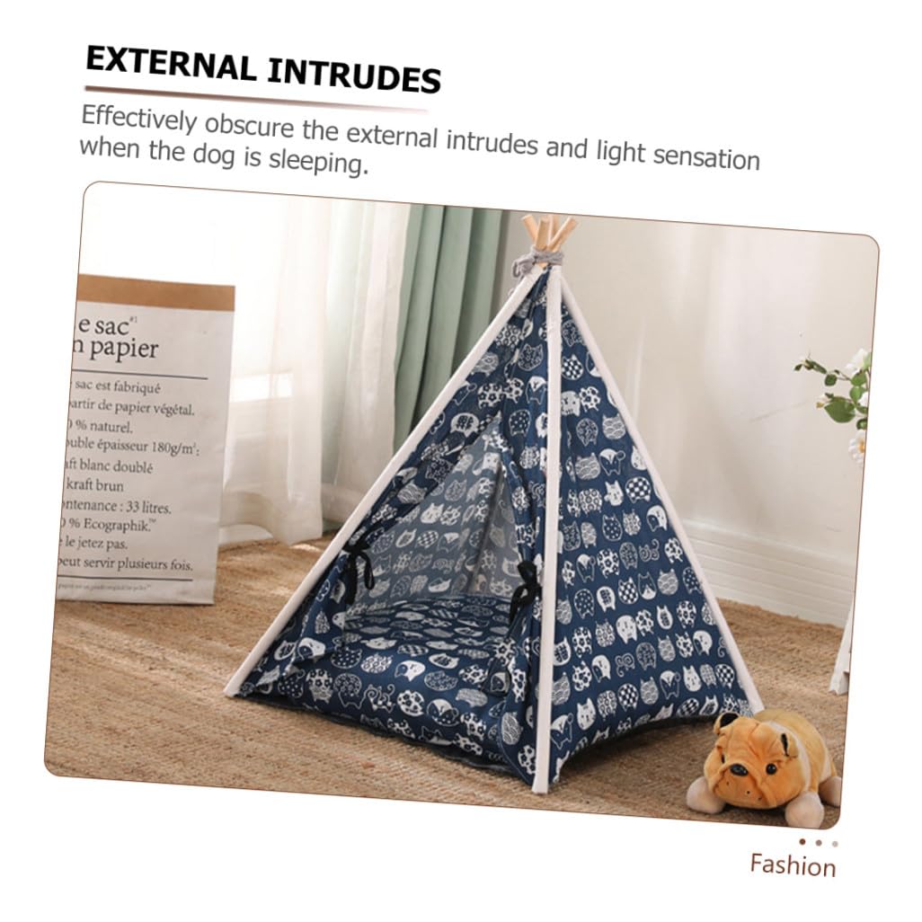 Tente pour Animaux de Compagnie Tente Démontable et Lavable en Lin et Bois Lit Confortable Design Sécurisé pour Chat et Chien, pour Intérieur et Extérieur