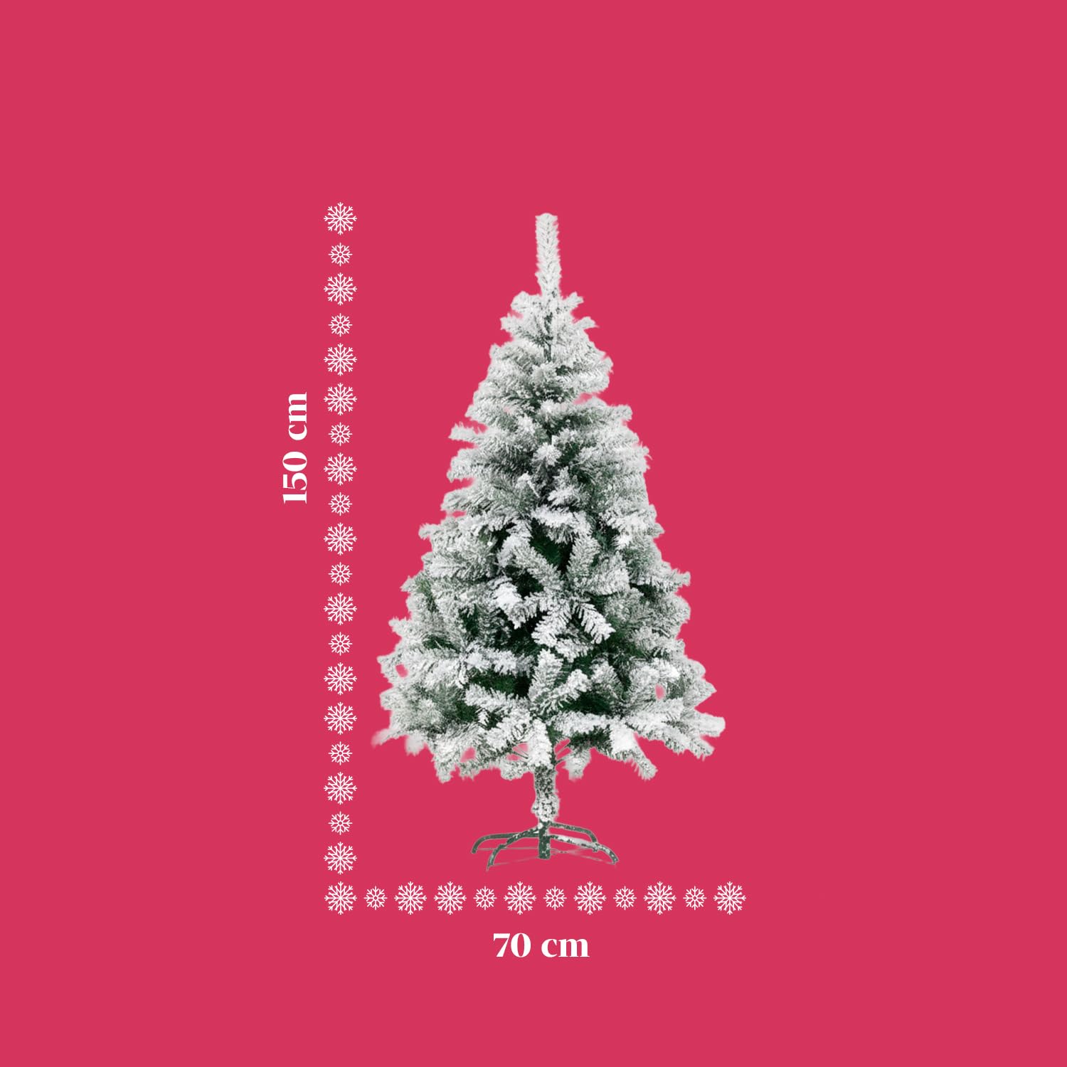 Avilia Albero di Natale Artificiale Innevato di 150 cm con 438 Rami. Perfetto per Interni, Pronto per Essere Decorato con Luci e Ornamenti Natalizi con Base in Metallo e Innesto Facile Ø 70 cm