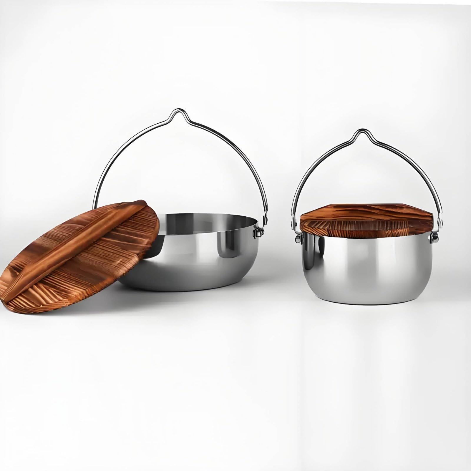 Olla Colgante de Acero Gran Capacidad Olla Colgante de Camping Resistente a la Deformación Camping con Tapa para Fogata, 18 Cm, Modelo A