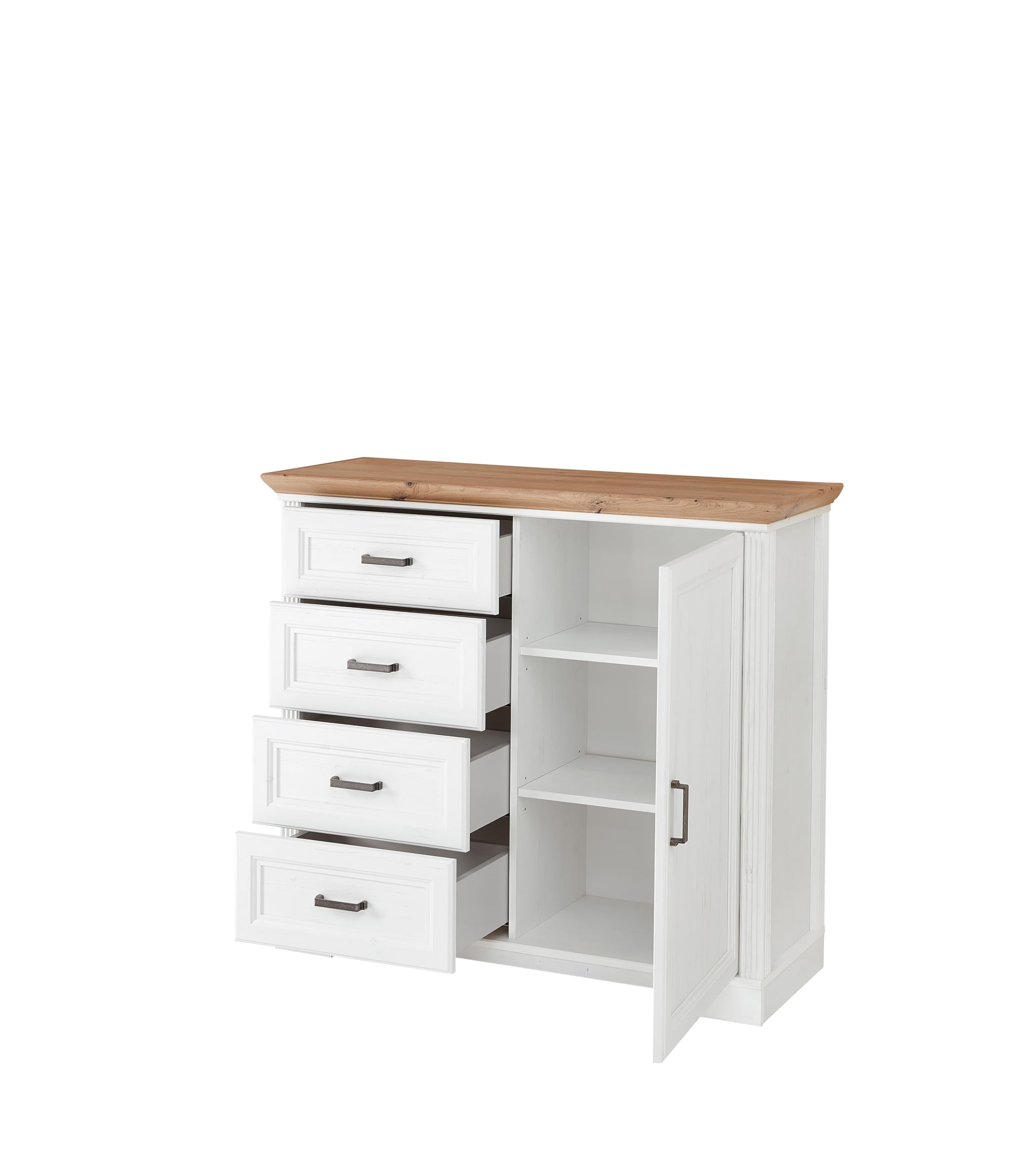 Stella Trading Kommode in Pinie hell, Artisan Eiche Optik - Kommode im Landhausstil mit Schubladen und viel Stauraum - 115 x 102 x 41 cm (B/H/T)