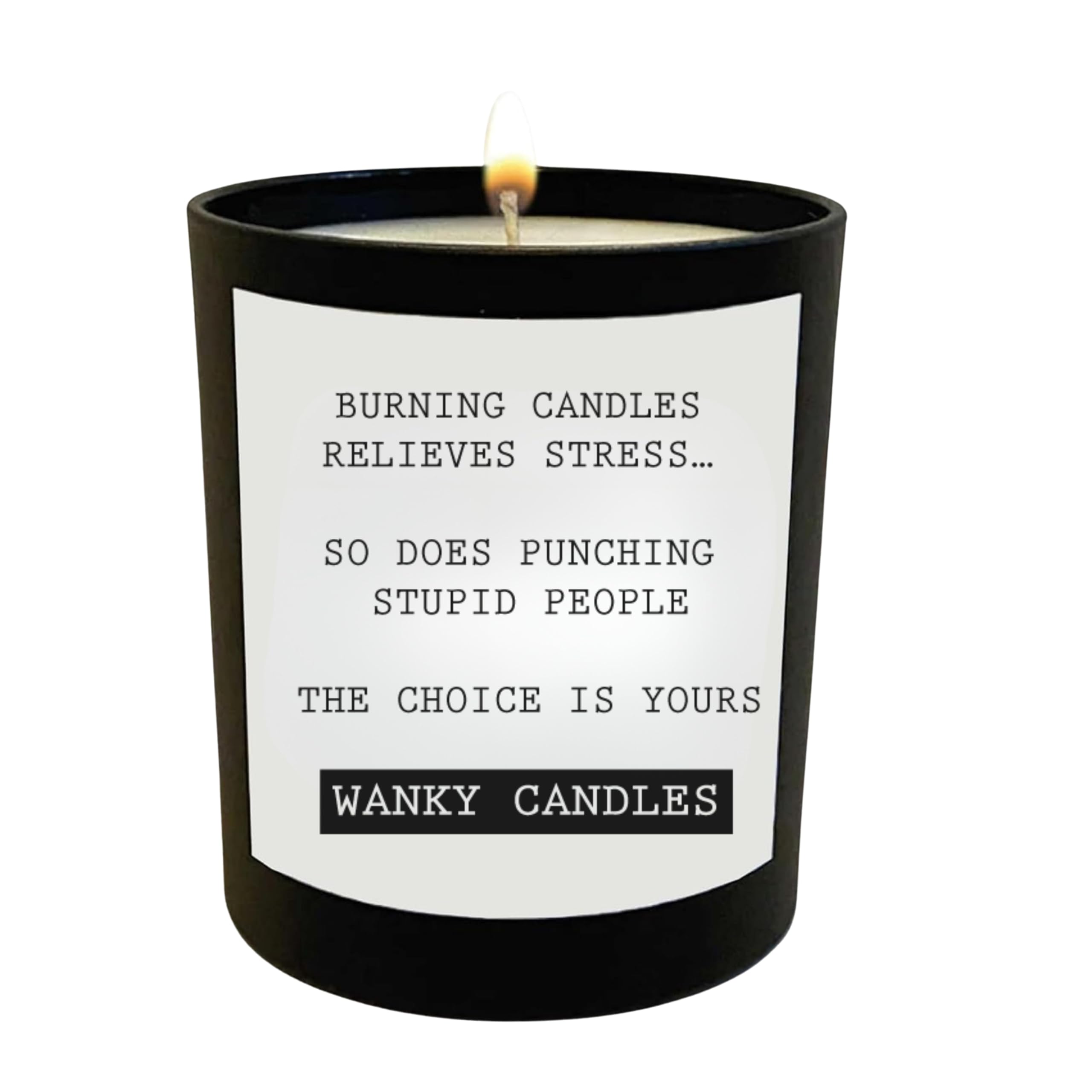 Wanky Candles White Wanky Candle - Burning Candles Relieves Stress | Black Jar Scented Candle | Funny & Witty Home Fragrance