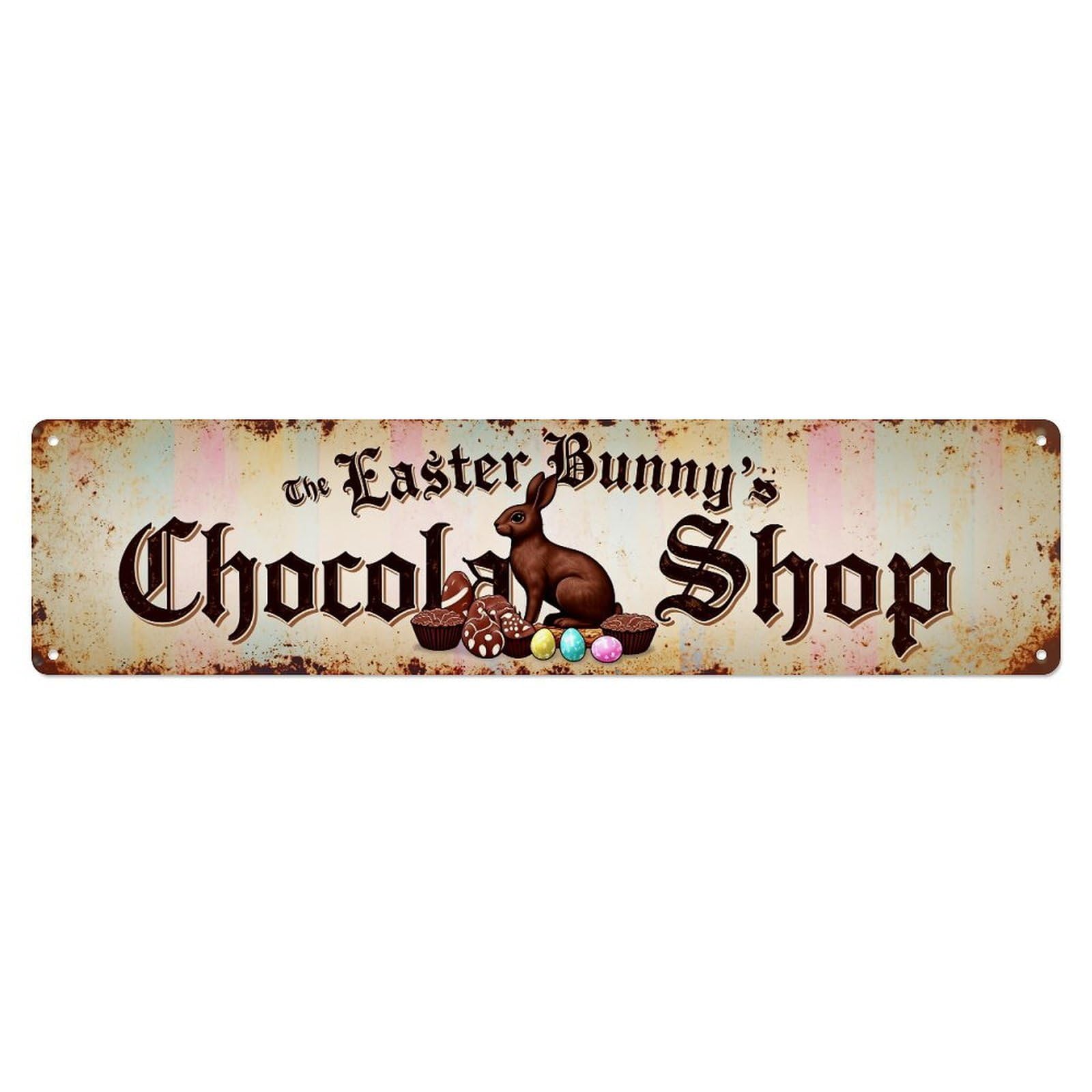 Easter Bunny Chocolate Shop Sign Metal Tin Sign Plaque