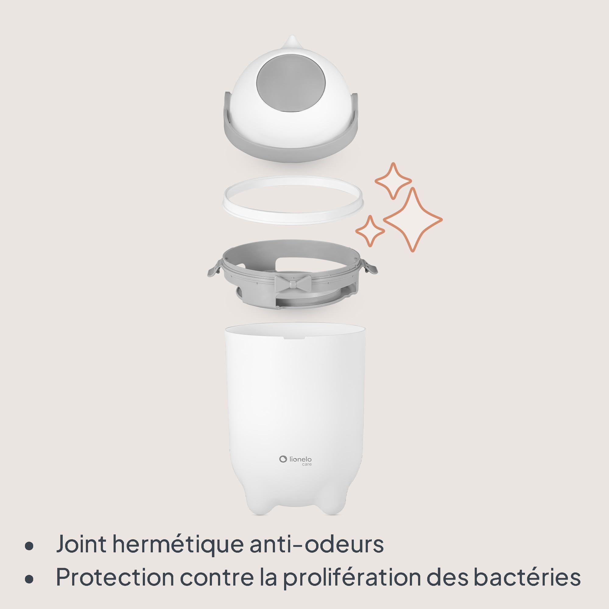 Lionelo Purebin Poubelle à couches anti-odeurs 10 L conteneur hygiénique bébé Blanc