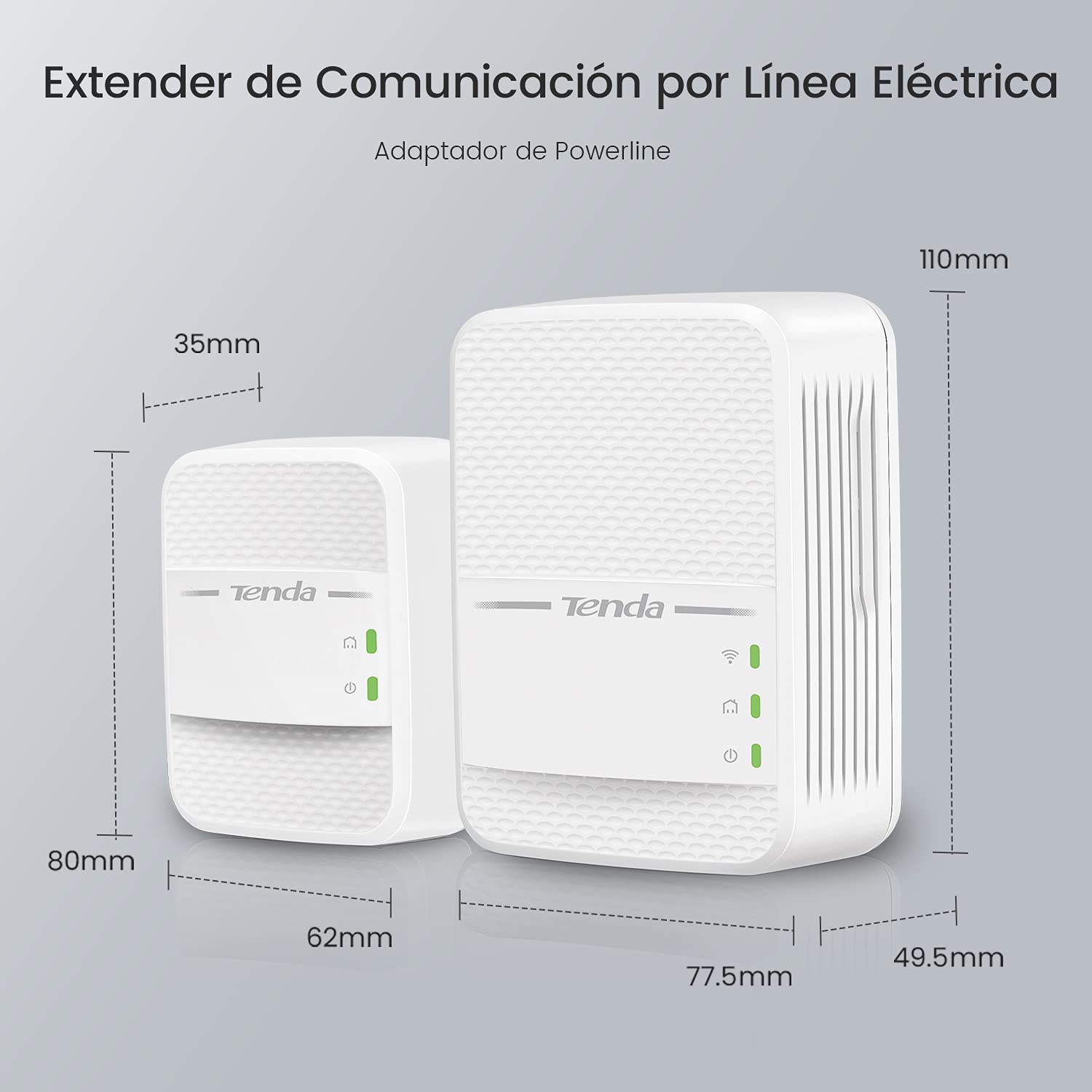 Tenda PH10 Kit PLC Wi-Fi 2 Adaptadores Powerline con Enchufe Repetidores de Red AC1200 en 2.4GHz/5GHz Gigabit Puerto