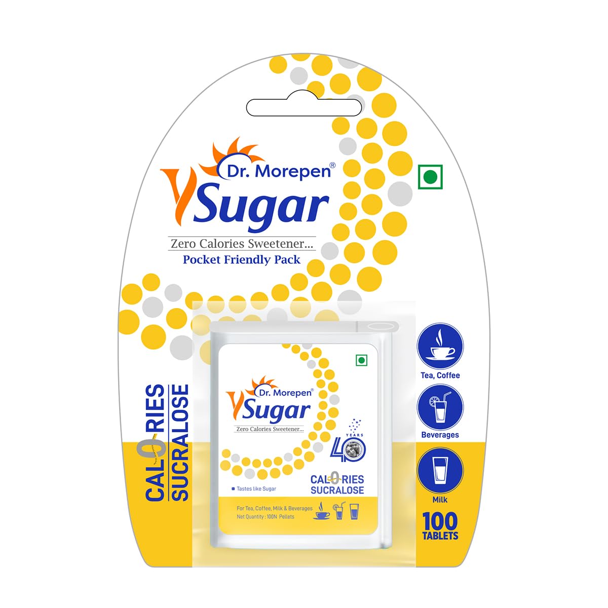 Y Sugar Pellets (Sucralose) | 100% Safe | Sweet like Sugar but with zero calories | 100% Natural Sweetener (Pack of 1)