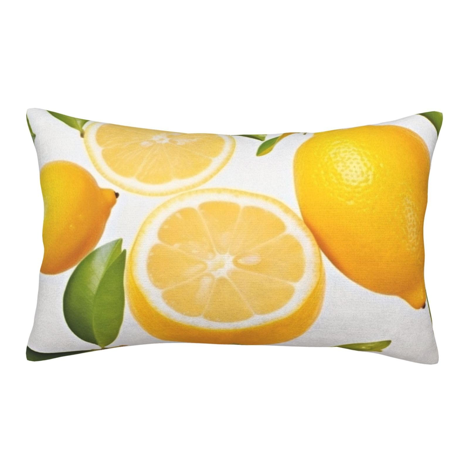 Velvet Pillowcases 14"x20" Ultra Soft Breathable Pillow Cases, Luxury Fuzzy Throw Pillow Covers with Zipper, Fresh Lemon Pillow Shams All Seasons Decorative Cushion Cases for Couch