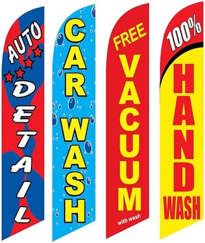 Miniatura 2 de Paquete de 4 letreros de lavado de autos, paquete de publicidad para lavado de autos, detalle automático, lavado a mano, vacío, eslóganes de lavado