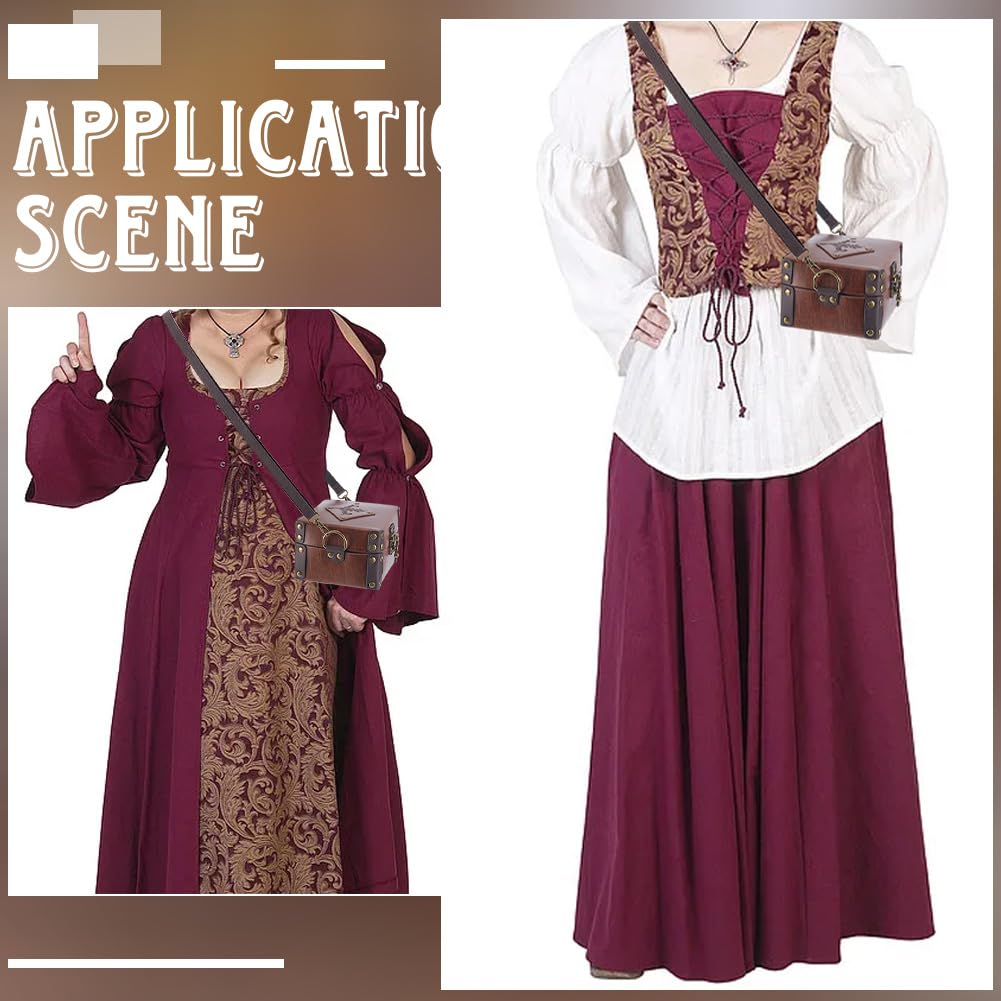 Coffret D'Alchimie Médiéval en Cuir PU avec 12 fiole de Potion en Liège Sac Bandoulière Portable Porte Dés pour Bijoux et Jeux de Rôle (D&D) Sac Banane pour Homme et Femme Costume