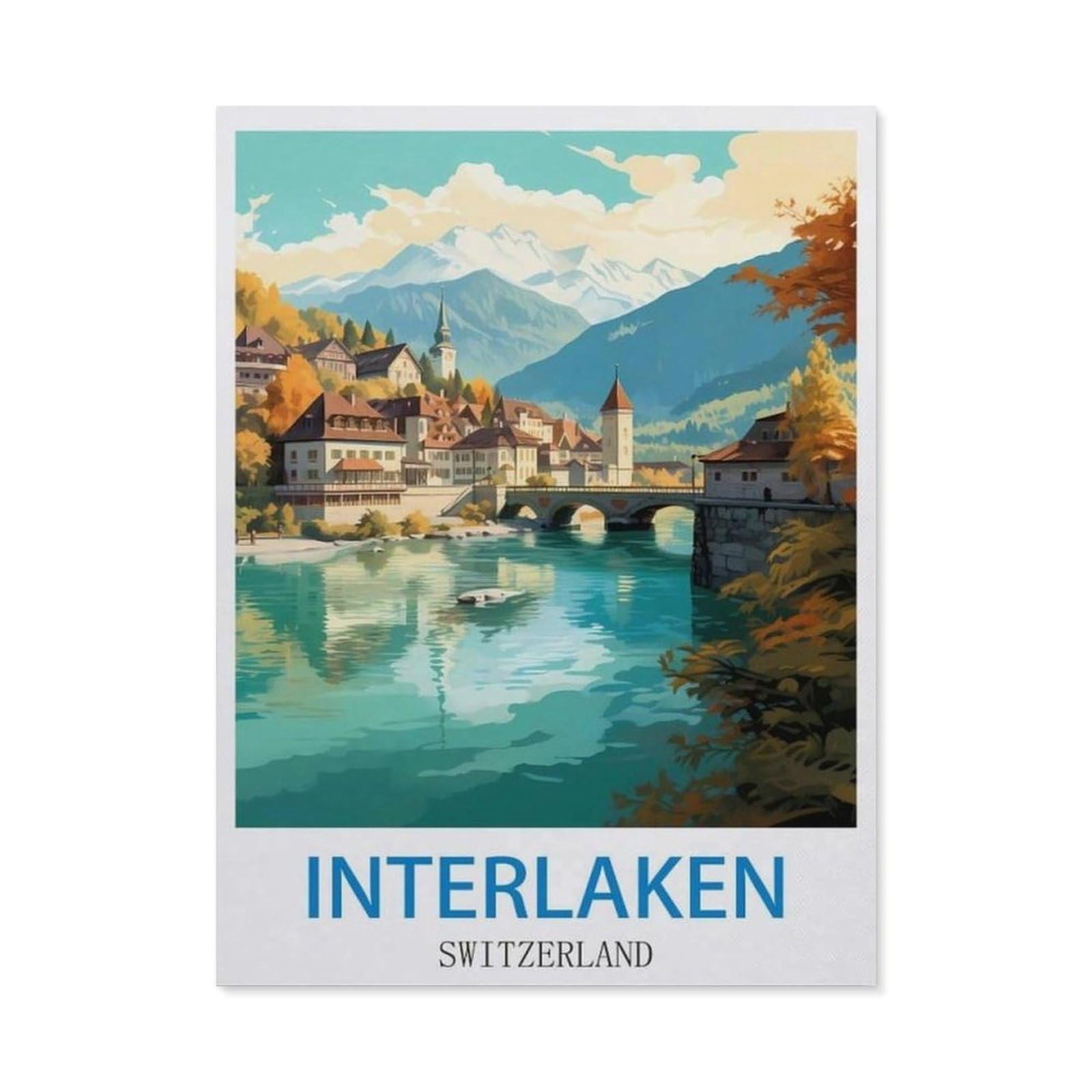 BEAYODKP Interlaken Switzerland，5D DIY Diamond Painting Full Round Drill Diamond Embroidery Cross Stitch Rhinestone Mosaic Paintings Art（30 x 40 cm/11.81 x 15.74 inches）-CK96
