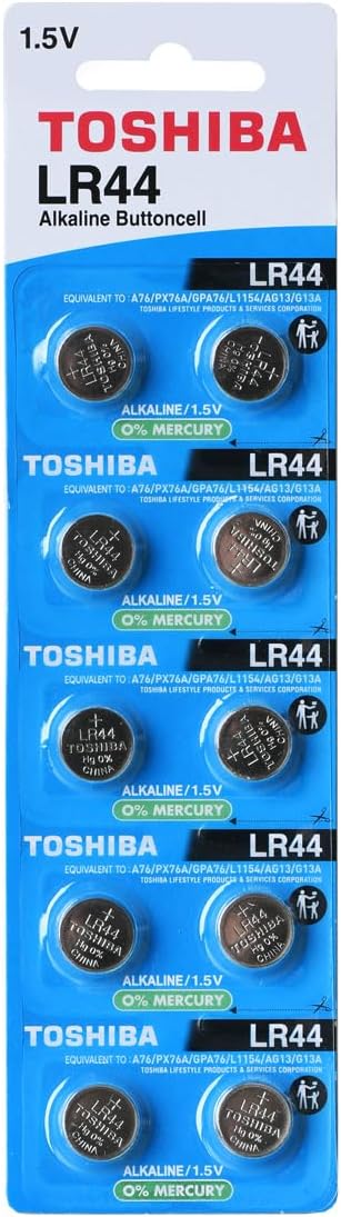 Toshiba LR44 AG13 Alkaline 1.5 Volt Batteries 10 Count