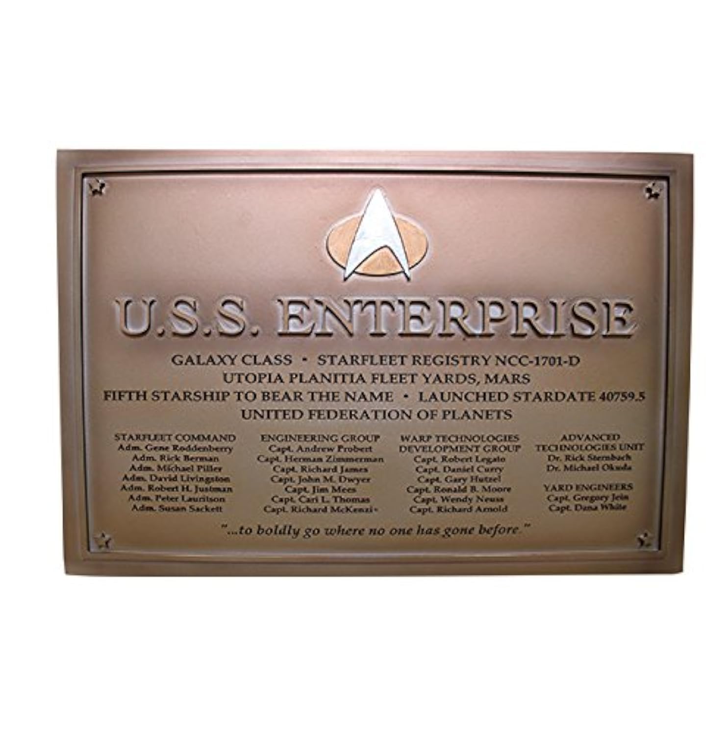 Eaglemoss Star Trek Starships Collection U.S.S. Enterprise NCC-1701-D Gedenktafel 22x16 cm