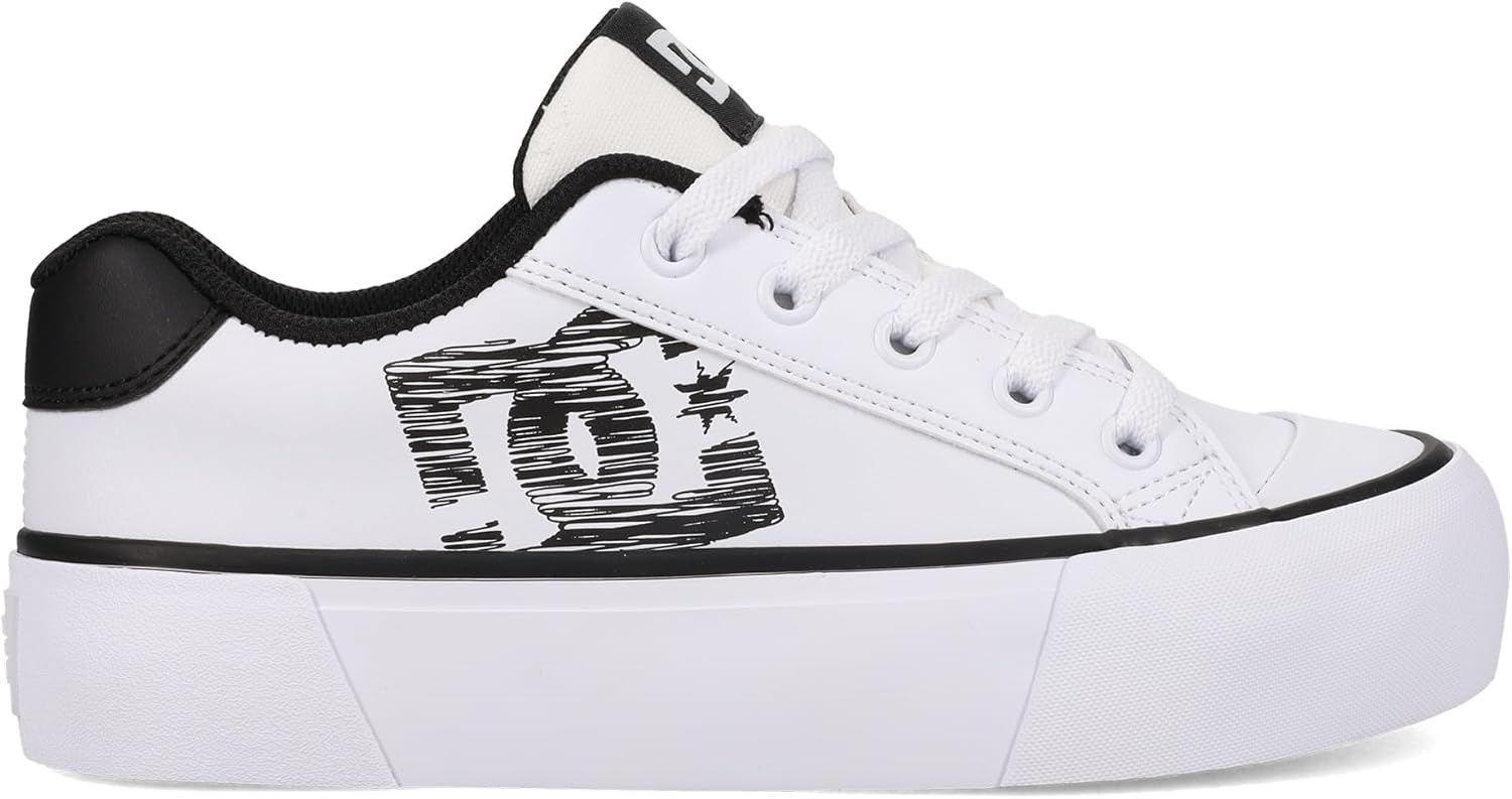 DC Women's Chelsea Platform Skate Shoe White/Black - Image 6