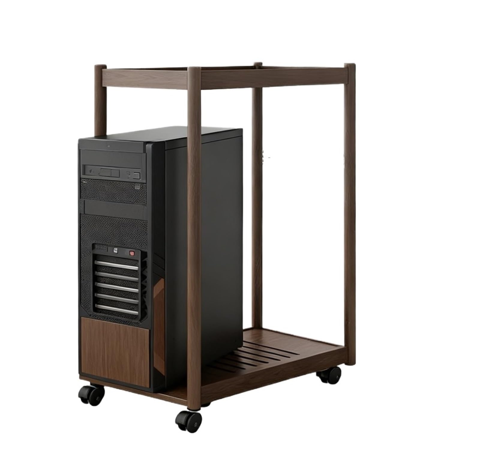 Organizador De Oficina Estante De Almacenamiento For Impresora Madera Maciza con Base Móvil Y Gabinete Escritorio Soporte Impresora Mesa para Impresora(Black,61.5cm)