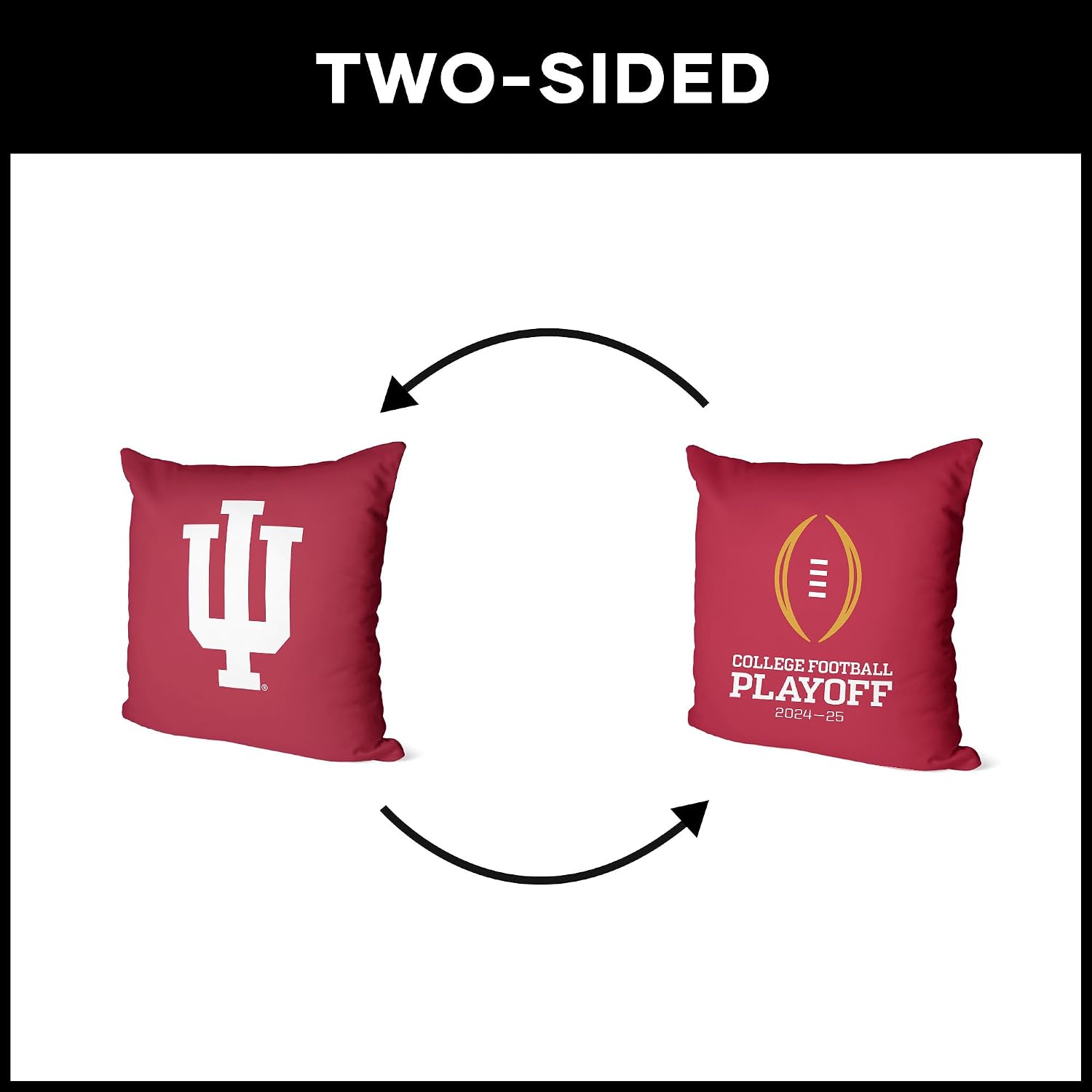 Northwest NCAA Indiana Hoosiers Logo Double-Sided Printed Throw Pillow, Soft Decorative Polyester Fan Cushion, Couch Bed or Game Room Decor, 18 x 18 in