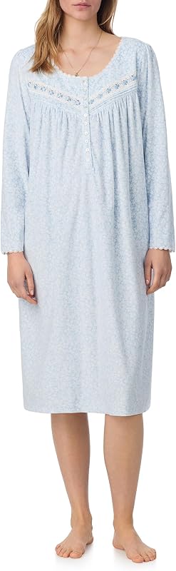 Eileen West Womens Sleepwear & Loungewear - Dream Fleece Collection - Long Sleeve Breathable & Soft Nightgown with Pockets