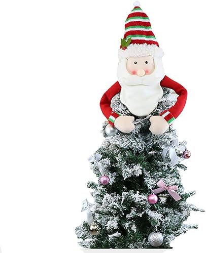 Decoración para árbol de Navidad, Papá Noel, ciervo, abrazador, hecho a mano, adorno de árbol de Navidad, decoración de fiesta de Navidad (muñeco de