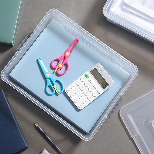 Miniatura 7 de Contenedores de almacenamiento de plástico transparentes para manualidades con mango gris, caja organizadora con tapas duraderas, contenedores